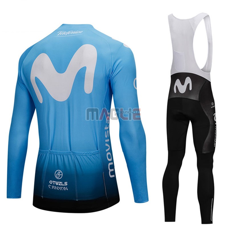 Maglia Movistar Manica Lunga 2018 Blu